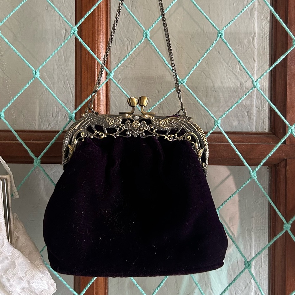 Small velveteen Victorian bag